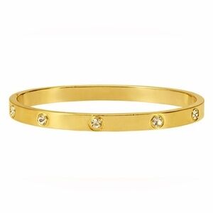 18K Gold-Plated Stainless Steel Bangle Bracelet with Stones